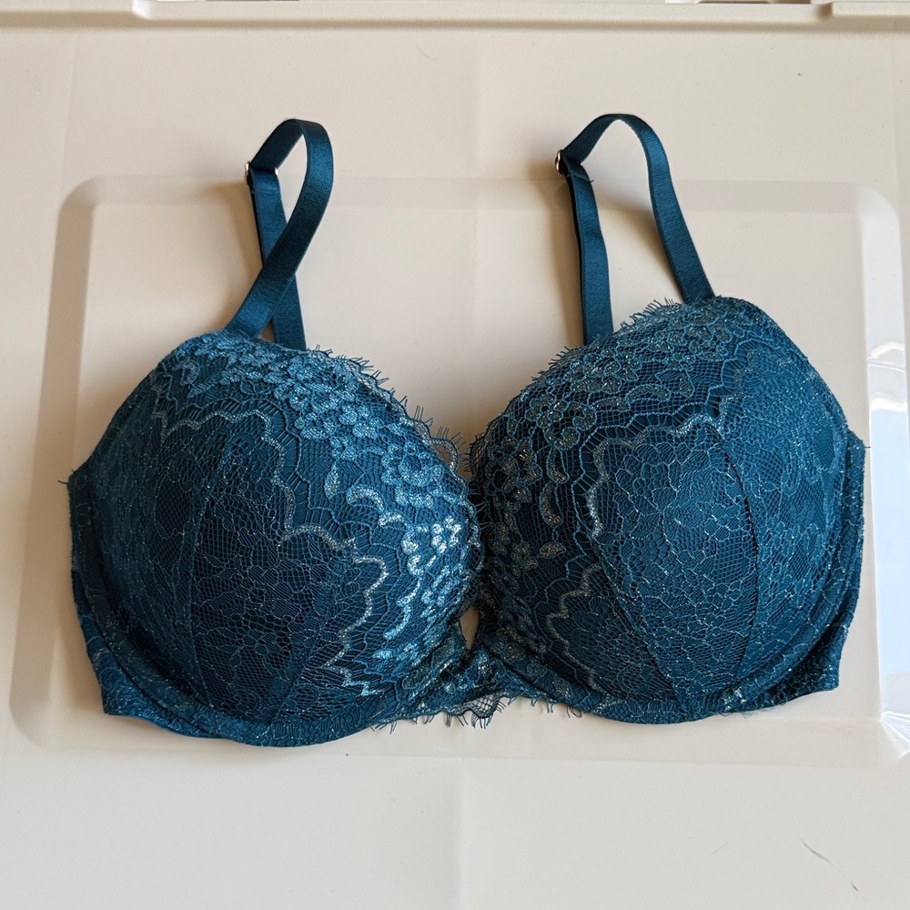 Victoria's Secret Lace Underwire Bra - Deep Blue  Teal 32DD